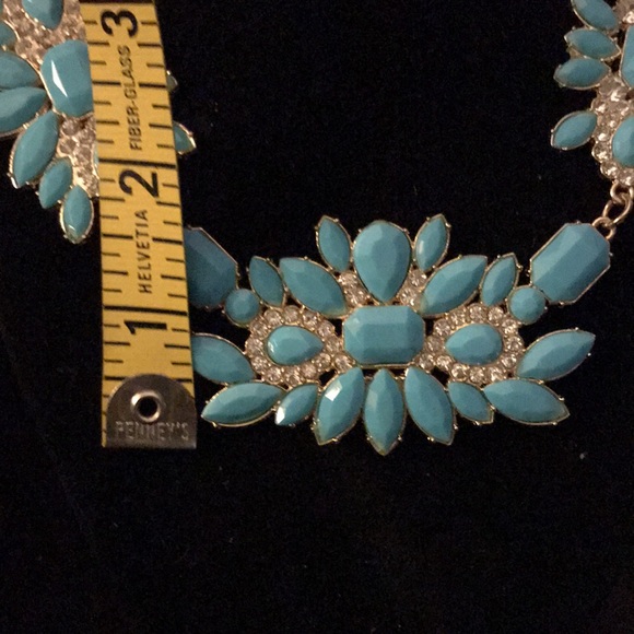 Gold & Turquoise Statement Necklace - Picture 3 of 4